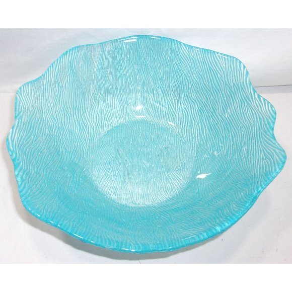 Beautiful Turquoise Catch All Decorative Glass Bowl 8" - Picture 6 of 9